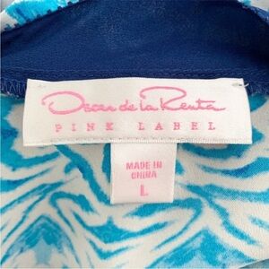 Oscar de la Renta Blue and White Patterned Top